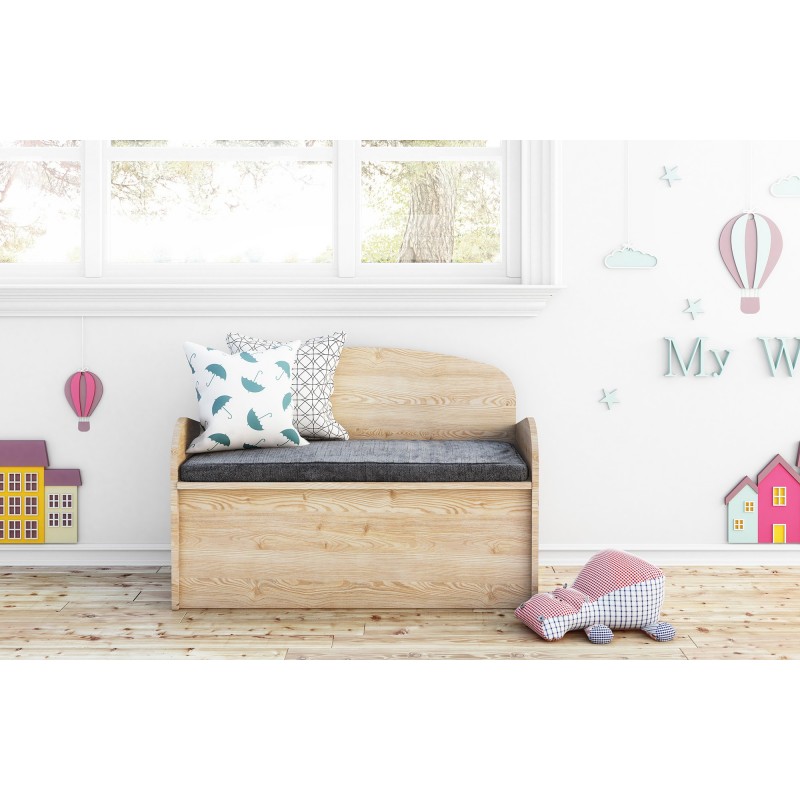 Banc coffre pour enfants en pin 62x90x38 cm