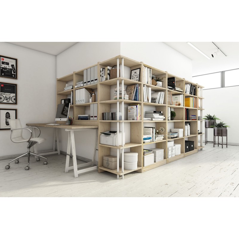 Bibliothèque Gala en pin avec 4 tablettes et 49,6 cm de large