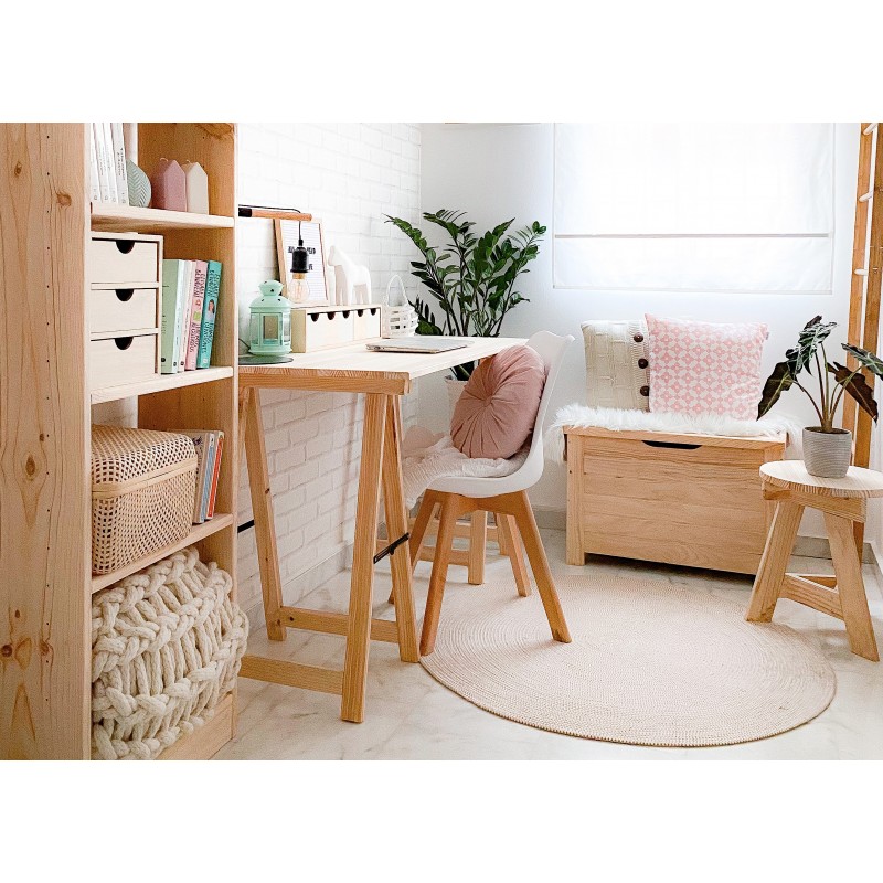 Bibliothèque Gala en pin avec 4 tablettes et 49,6 cm de large