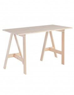Petite table de bureau en bois avec tréteaux naturels GLAM