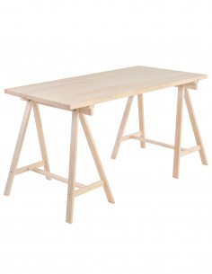 Table de bureau en bois avec tréteau naturel DECO