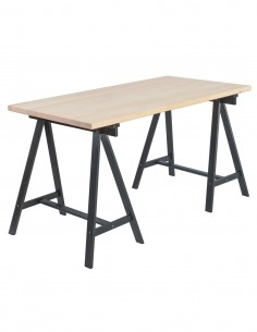 Table de bureau en bois avec tréteaux DECO noirs