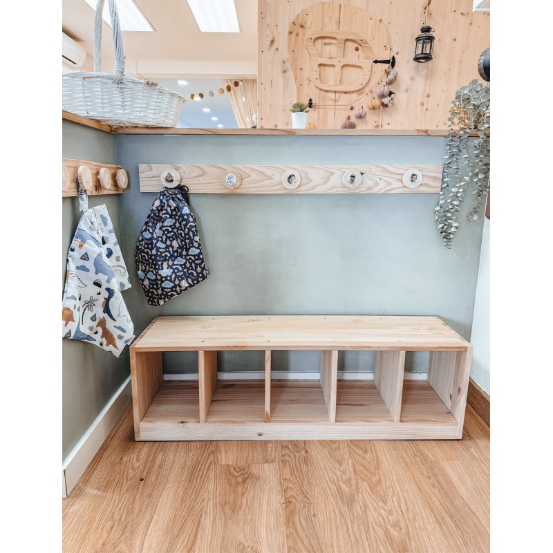 Porte-manteau mural avec 5 supports en bois VERA