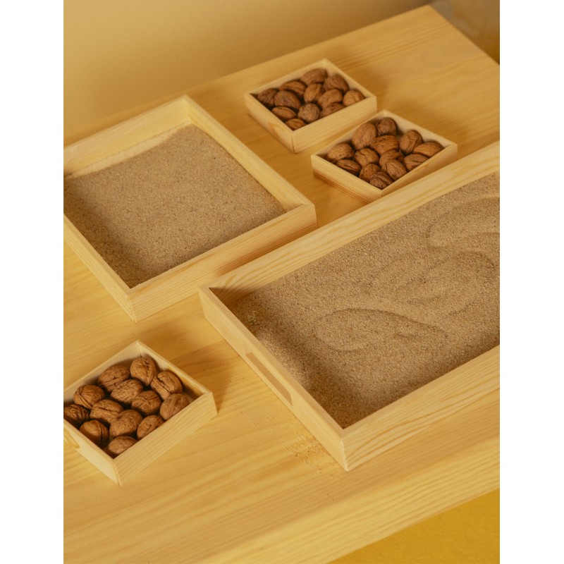 Plateau organisateur en bois avec 7 compartiments Montessori - 45,5x29,5x4,5 cm