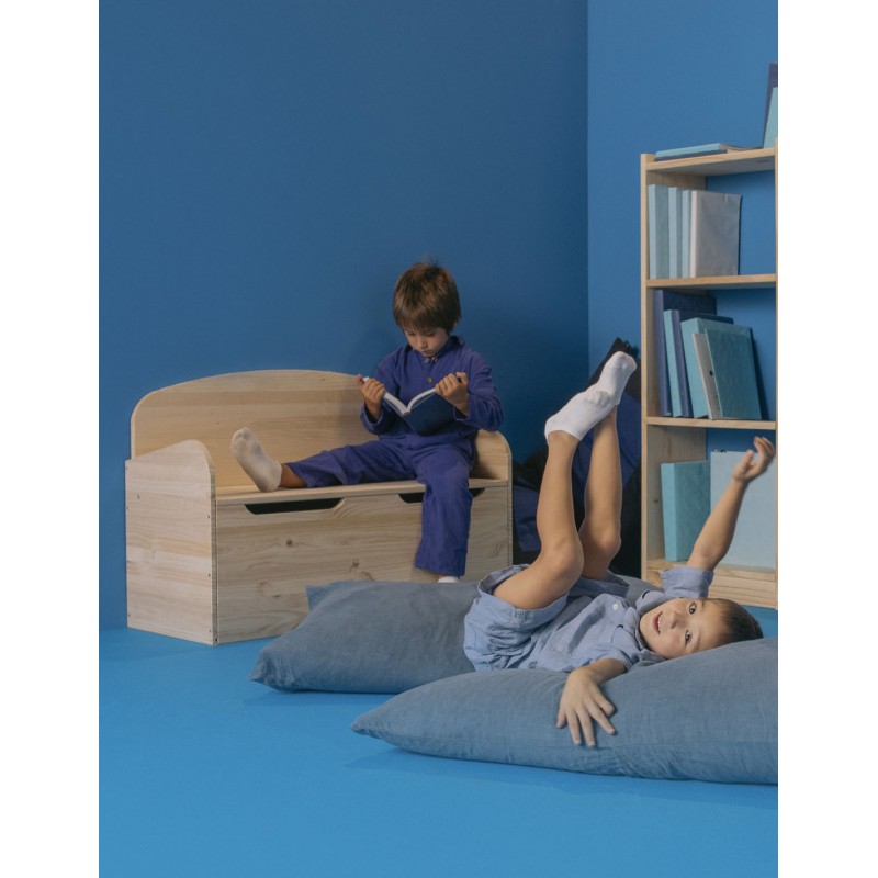 Banc coffre de rangement en bois pour enfants ADA, 62x90x38 cm