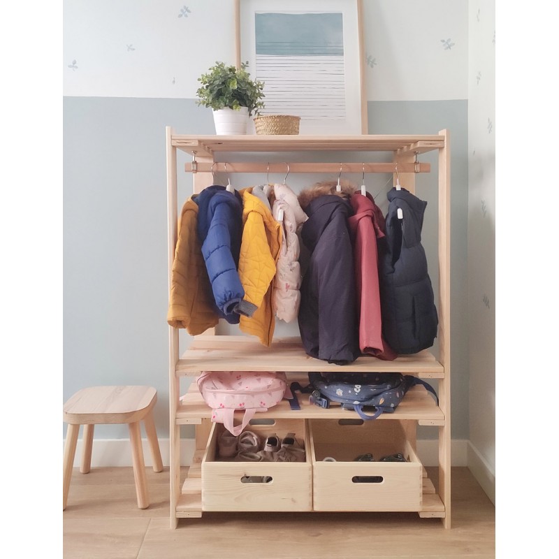 Porte-manteau Montessori en bois massif NOVA