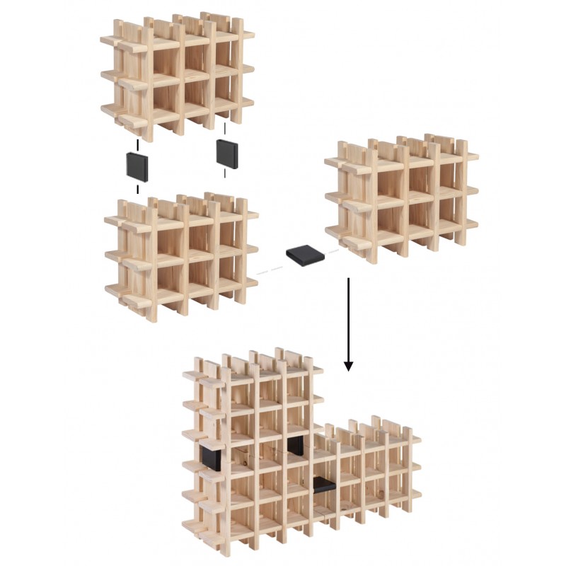 Casier à bouteilles en pin modulaire et évolutif Rioja pour 9 bouteilles