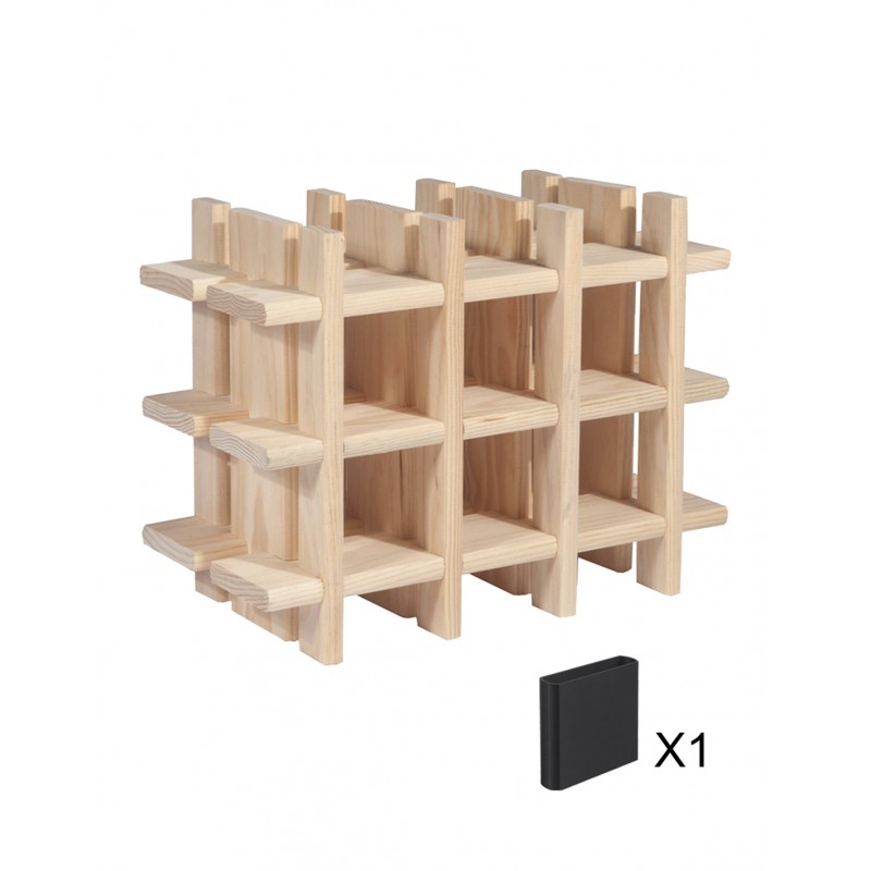 Casier à bouteilles en pin modulaire et évolutif Rioja pour 9 bouteilles