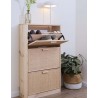 Meuble à chaussures en raphia et en bois naturel AURA – 3 abattants