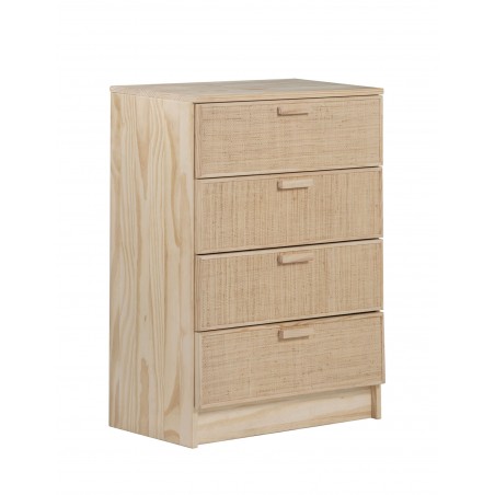 Commode en raphia et en bois naturel AURA
