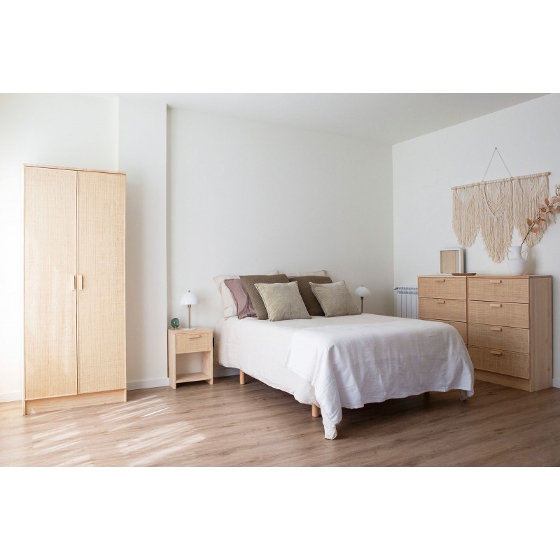 Commode en raphia et en bois naturel AURA