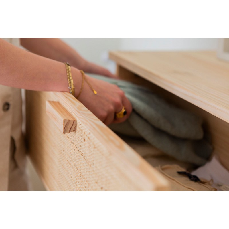Commode en raphia et en bois naturel AURA
