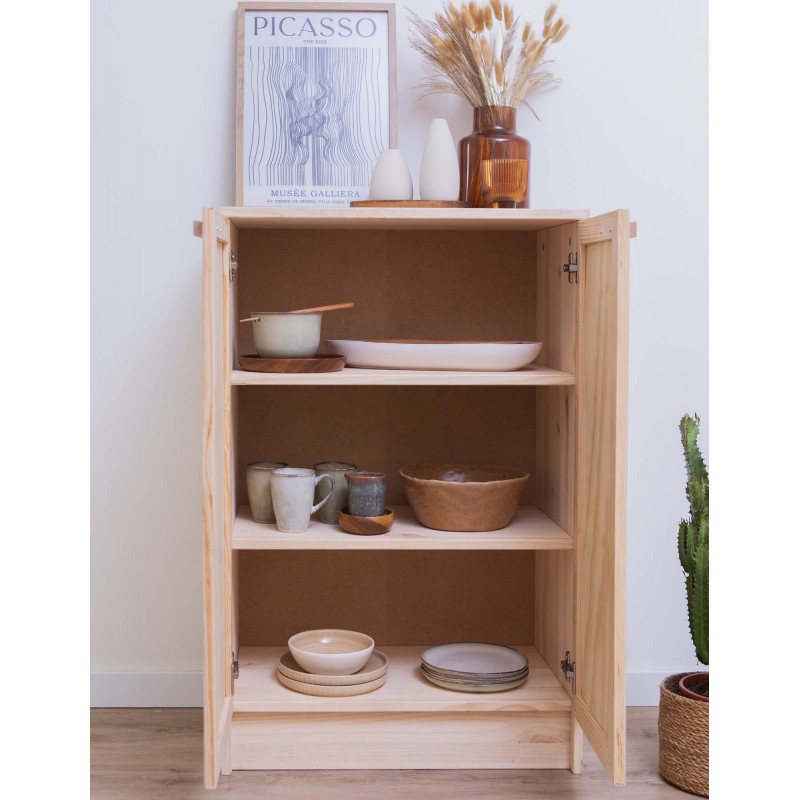 Buffet en raphia et en bois naturel AURA