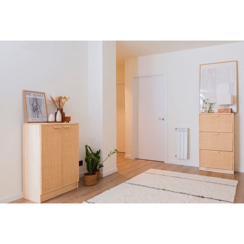 Buffet en raphia et en bois naturel AURA