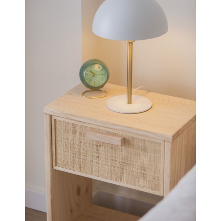Table de chevet en raphia et en bois naturel AURA
