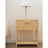 Table de chevet en raphia et en bois naturel AURA