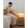 Table de chevet en raphia et en bois naturel AURA