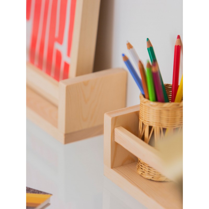 Étagère à épices en bois LONGUE, 40 cm de large