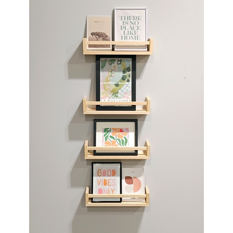 Étagère à épices en bois LONGUE, 40 cm de large