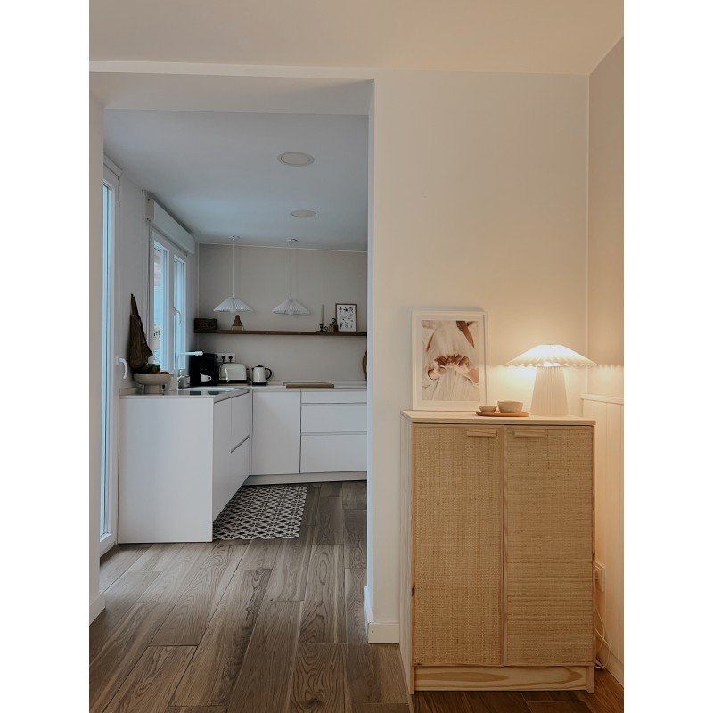 Buffet en raphia et en bois naturel AURA