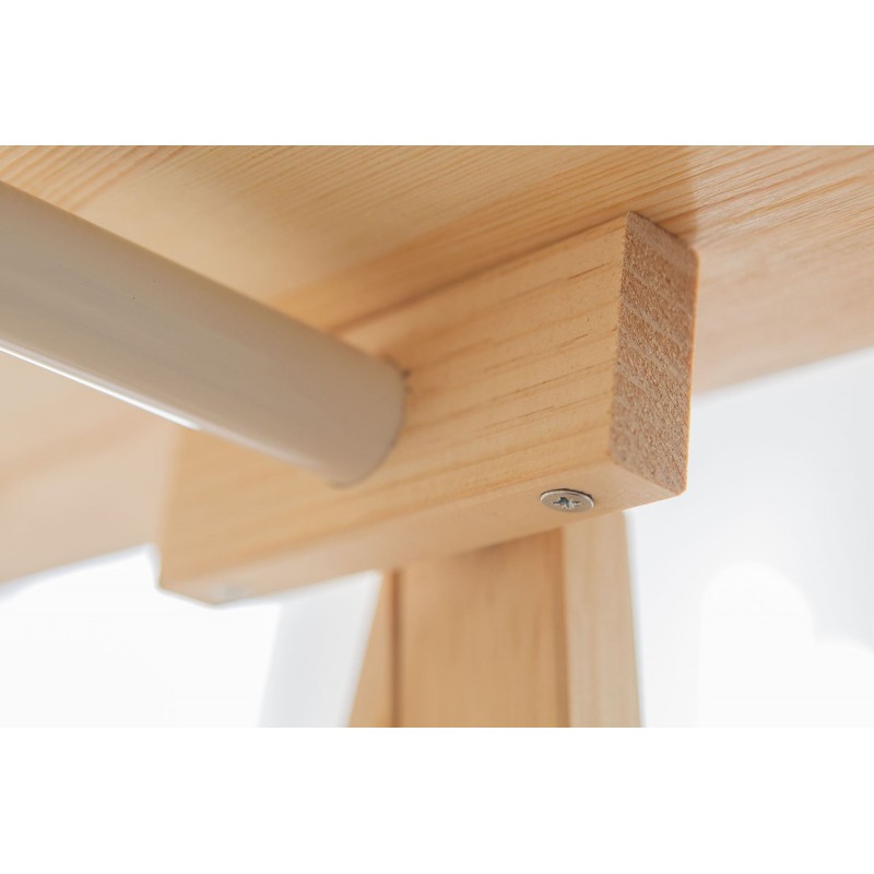 Bureau ANCORA avec plateau en bois 120×60 cm et pieds en bois et textile.