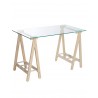 Bureau ANCORA avec plateau en verre 120×60 cm et pieds en bois et textile