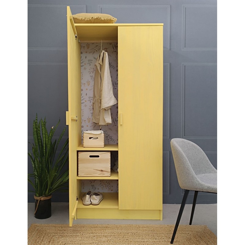 Armoire en pin VITA avec tringle et 2 étagères, 80x48x180 cm