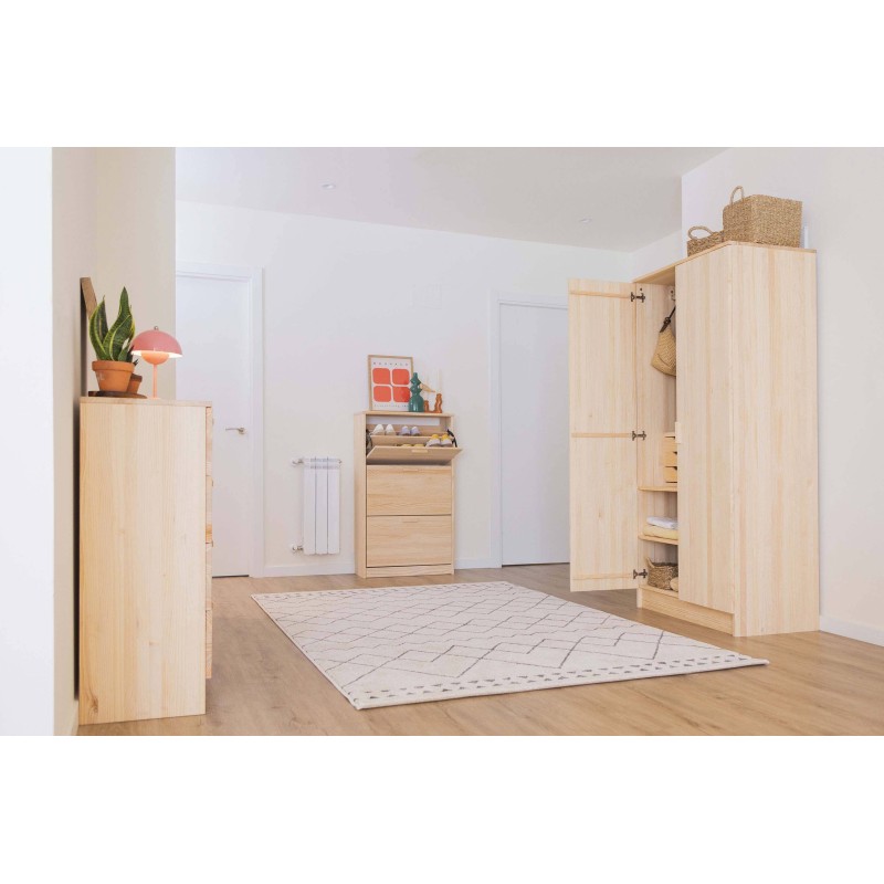 Armoire en pin VITA avec tringle et 2 étagères, 80x48x180 cm