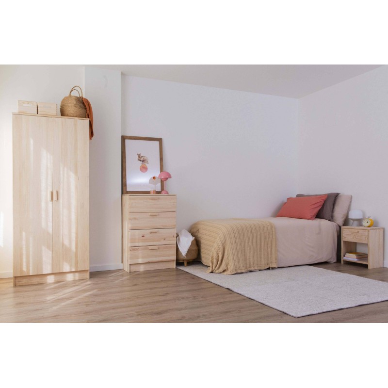 Armoire en pin VITA avec tringle et 2 étagères, 80x48x180 cm