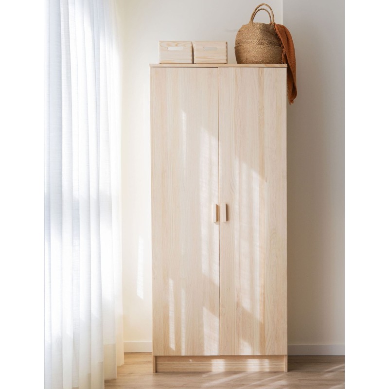 Armoire en pin VITA avec tringle et 2 étagères, 80x48x180 cm