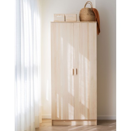 Armoire en pin VITA avec tringle et 2 étagères, 80x48x180 cm