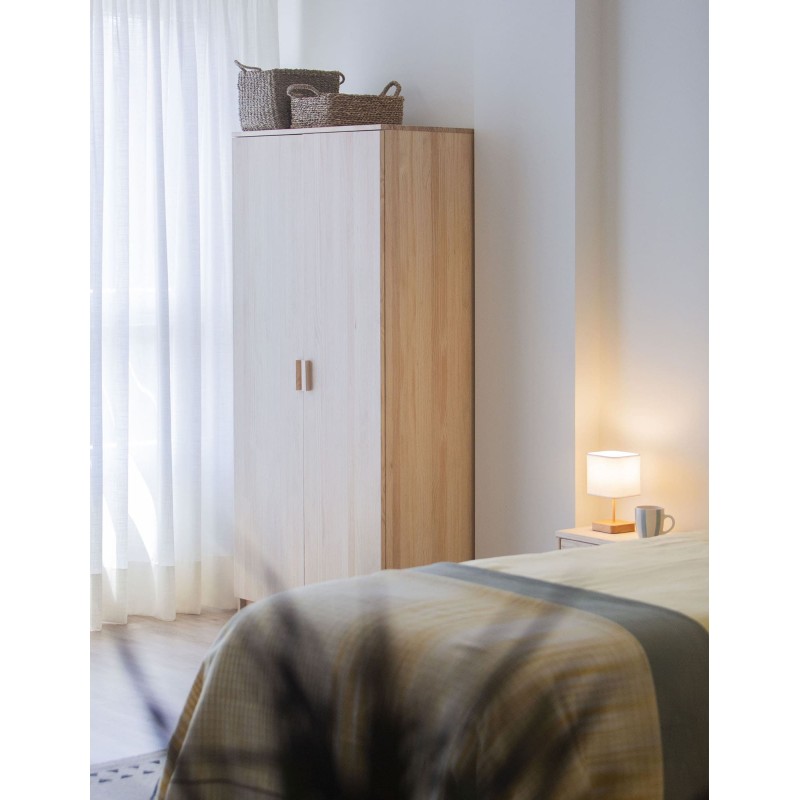 Armoire en pin VITA avec tringle et 2 étagères, 80x48x180 cm