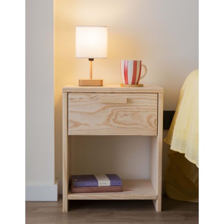 Table de chevet en pin VITA avec un tiroir