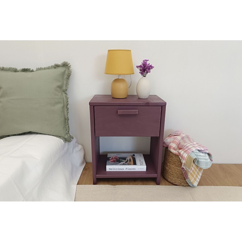 Table de chevet en pin VITA avec un tiroir