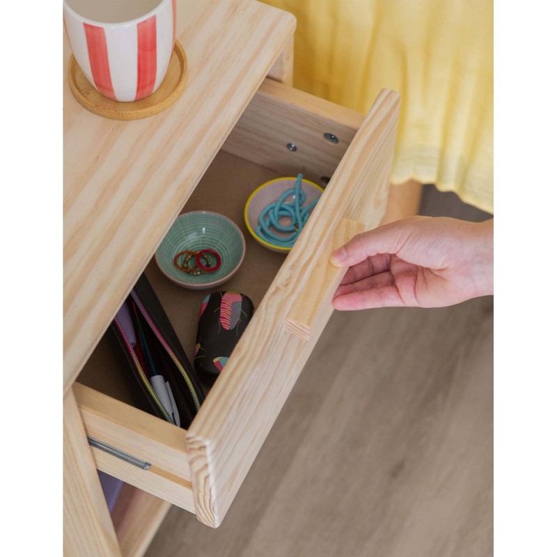Table de chevet en pin VITA avec un tiroir