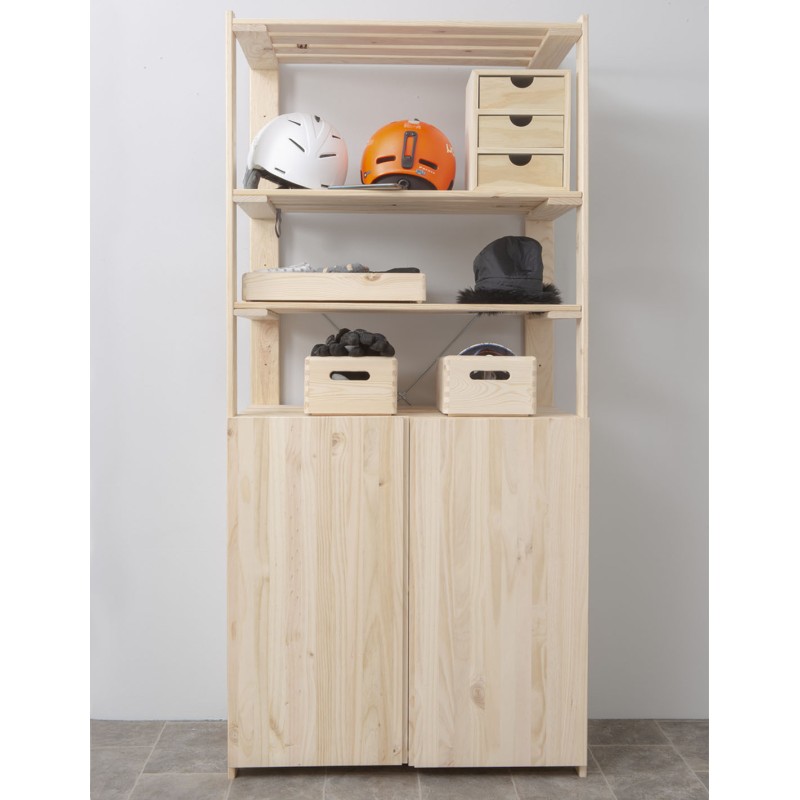 Étagère à 5 tablettes avec grande armoire en bois NOVA, 174,5 x 76,5 x 38,5 cm