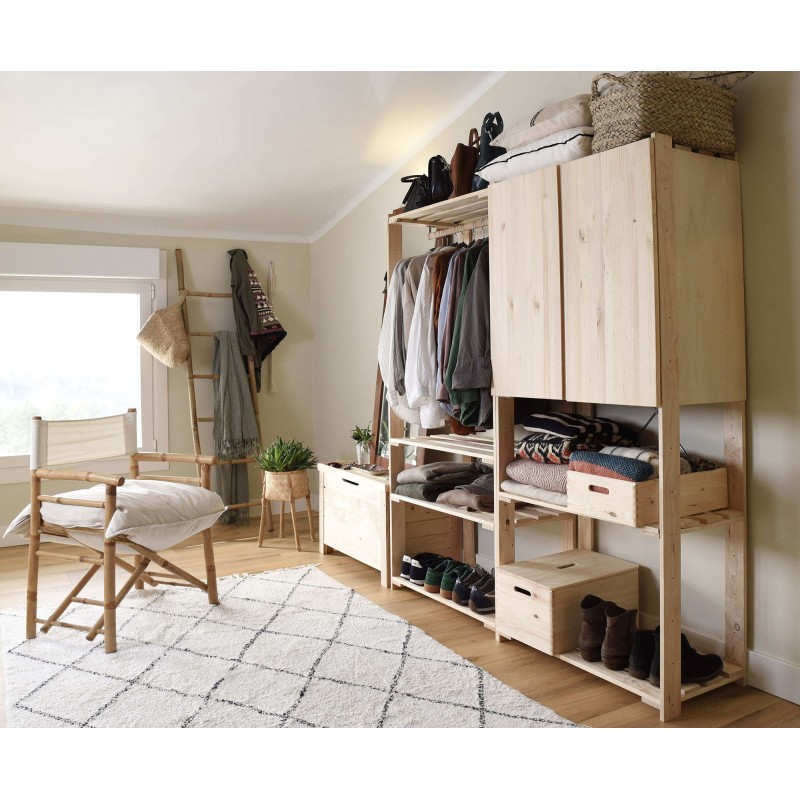 Étagère à 5 tablettes avec grande armoire en bois NOVA, 174,5 x 76,5 x 38,5 cm