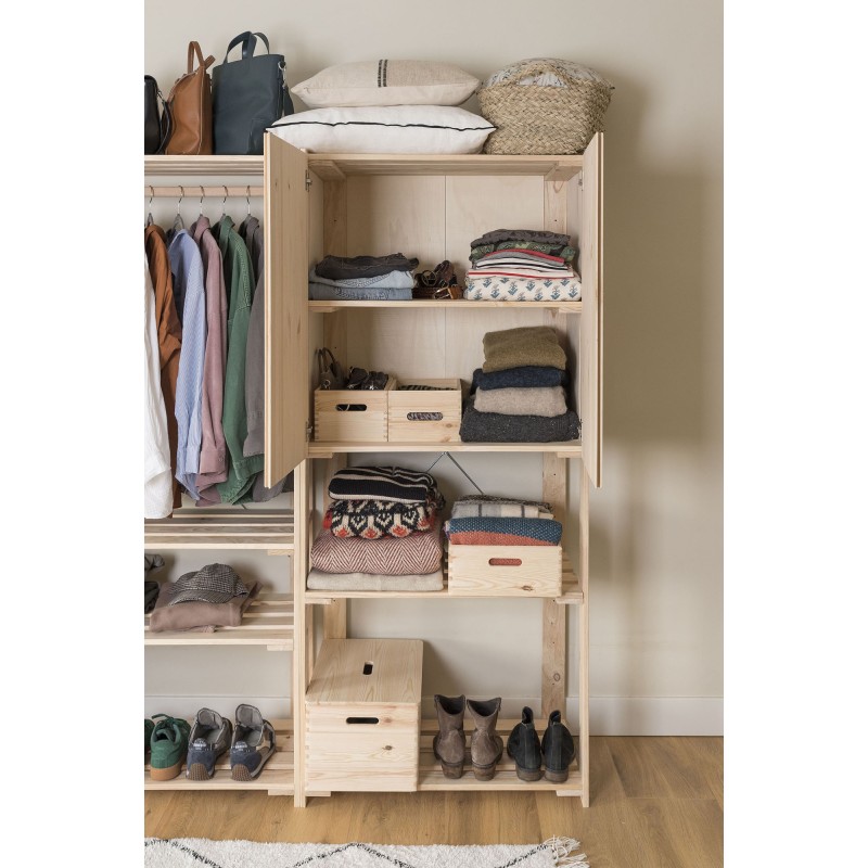 Étagère à 5 tablettes avec grande armoire en bois NOVA, 174,5 x 76,5 x 38,5 cm