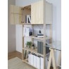 Étagère à 5 tablettes avec petite armoire en bois NOVA, 174,5 x 76,5 x 38,5 cm
