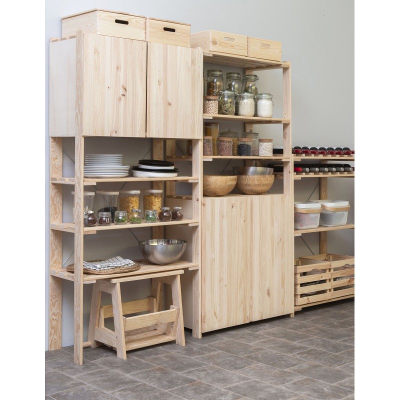 Étagère à 5 tablettes avec petite armoire en bois NOVA, 174,5 x 76,5 x 38,5 cm