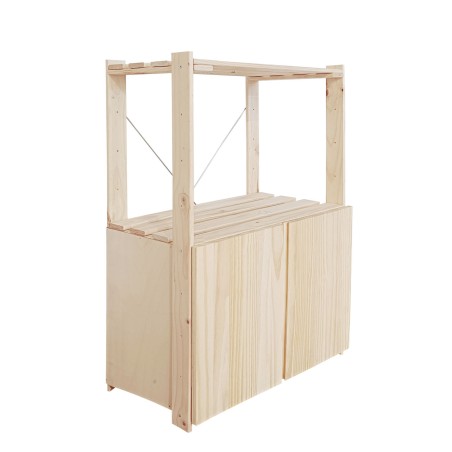 Étagère à 3 tablettes avec petite armoire en bois NOVA, 110 x 76,5 x 38,5 cm