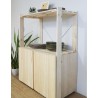 Étagère à 3 tablettes avec petite armoire en bois NOVA, 110 x 76,5 x 38,5 cm