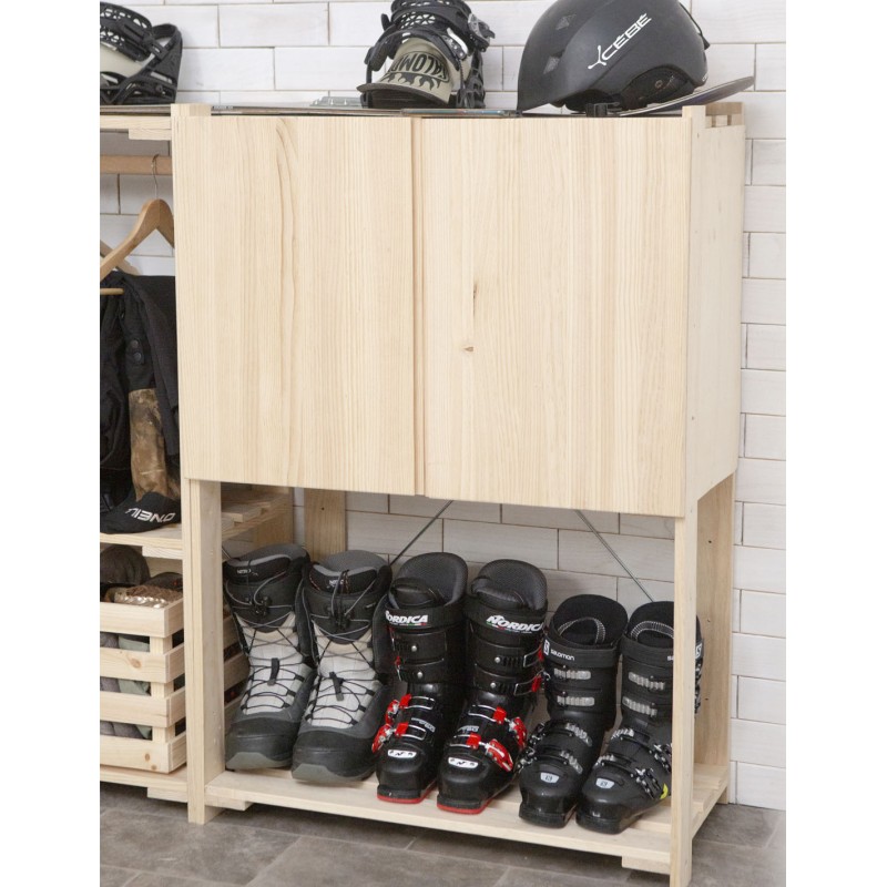 Étagère à 3 tablettes avec petite armoire en bois NOVA, 110 x 76,5 x 38,5 cm