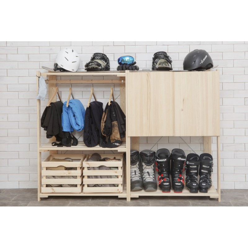 Étagère à 3 tablettes avec petite armoire en bois NOVA, 110 x 76,5 x 38,5 cm