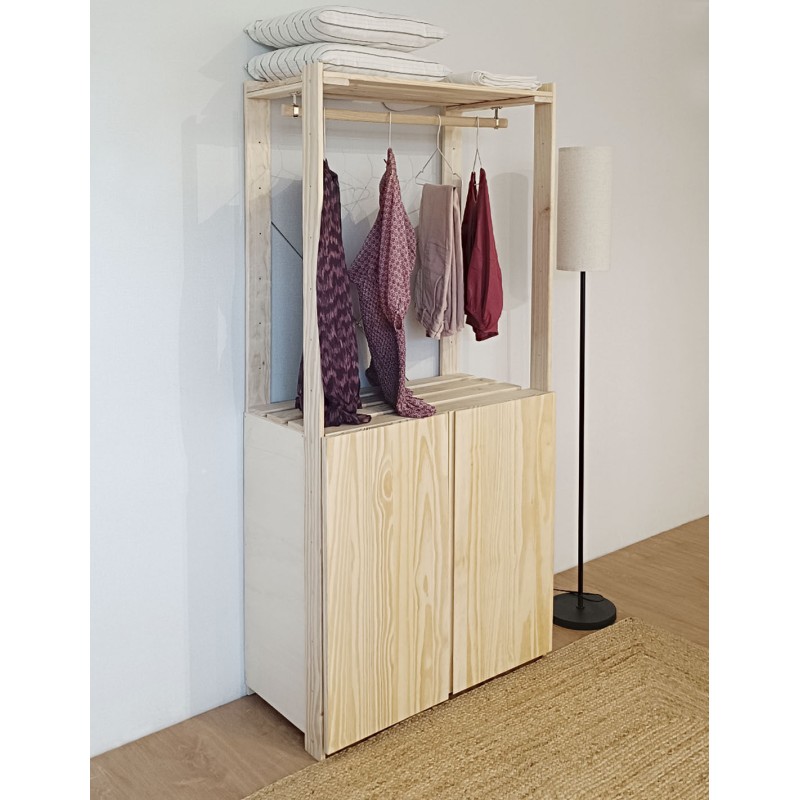 Penderie en bois NOVA avec grande armoire, 174,5 x 76,5 x 38,5 cm