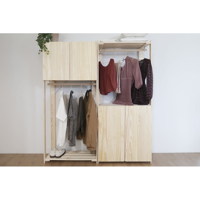 Penderie en bois NOVA avec grande armoire, 174,5 x 76,5 x 38,5 cm