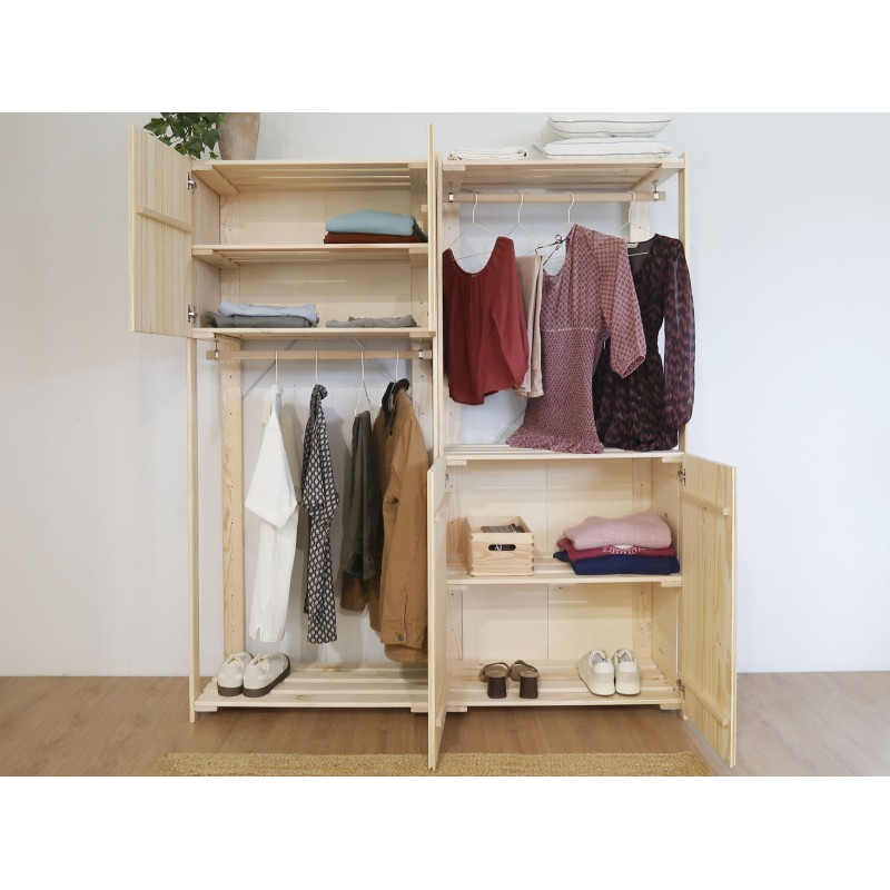 Penderie en bois NOVA avec grande armoire, 174,5 x 76,5 x 38,5 cm
