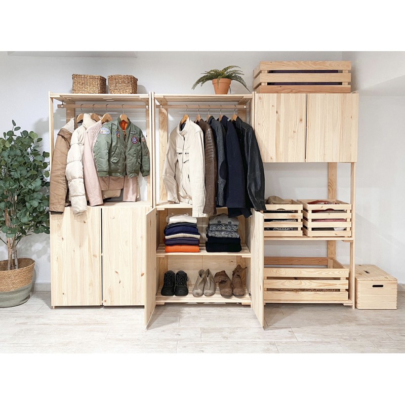Penderie en bois NOVA avec grande armoire, 174,5 x 76,5 x 38,5 cm