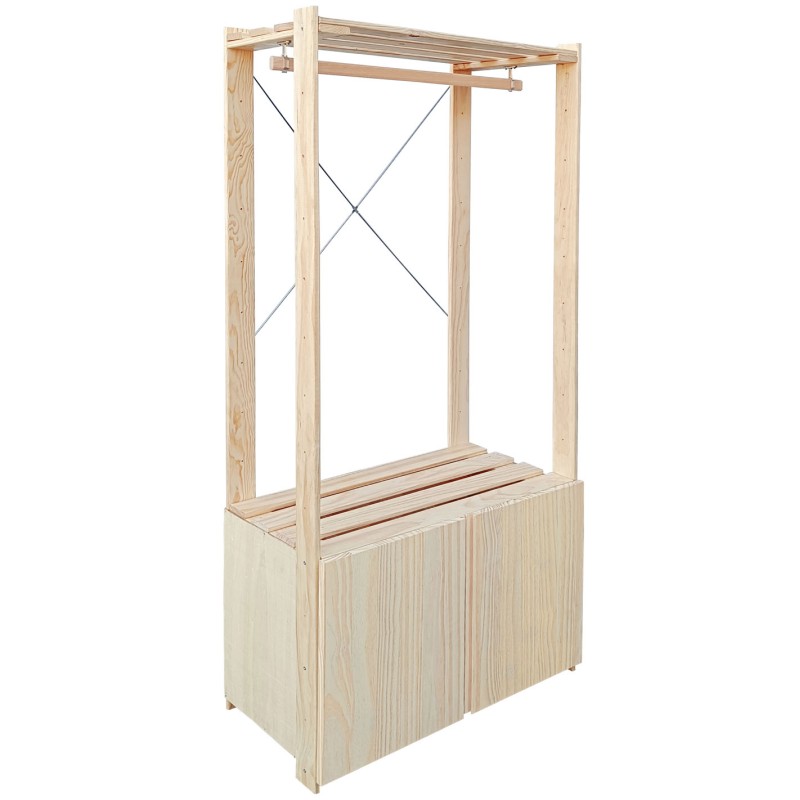 Penderie en bois NOVA avec petite armoire, 174,5 x 76,5 x 38,5 cm