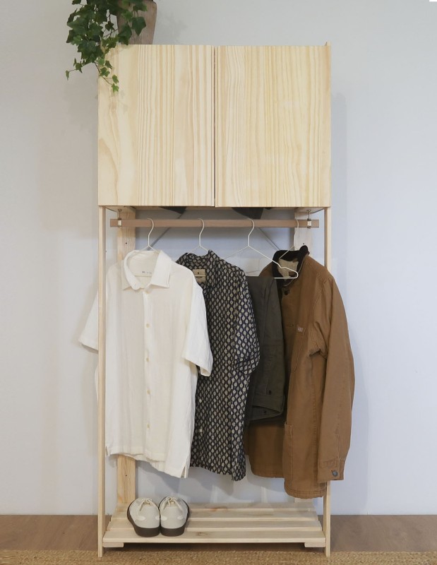 Penderie en bois NOVA avec petite armoire, 174,5 x 76,5 x 38,5 cm